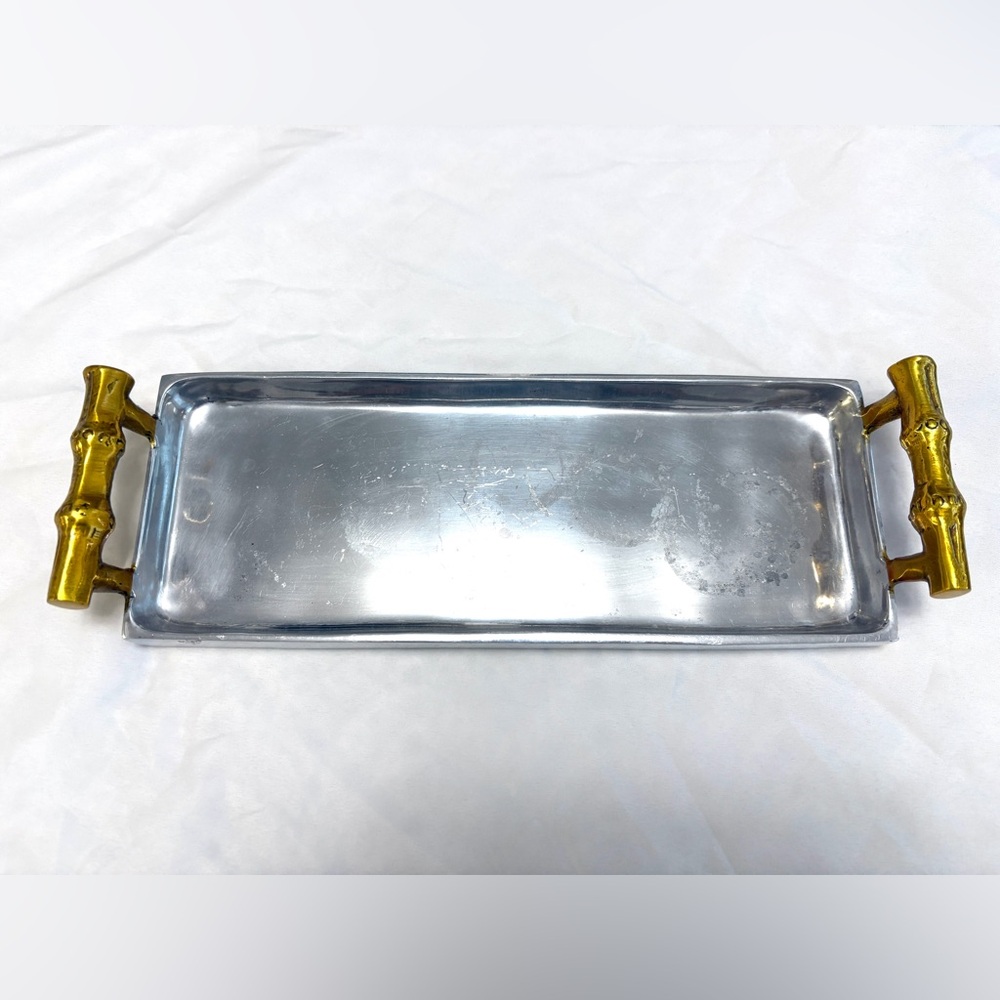 LUNa RE SAN FRANCISCO Elegant Silver Tray with Gold Handles